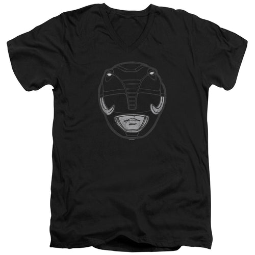 Mighty Morphin Power Rangers Black Ranger Mask V-Neck T-Shirt