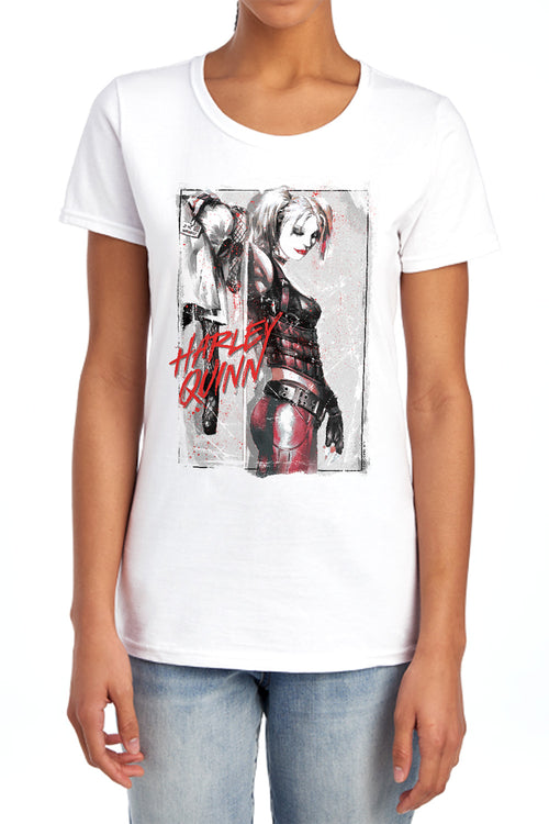 Batman Ink Wash Harley Womens T-Shirt