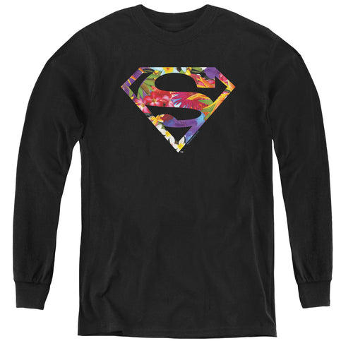 Superman Hawaiian Shield Youth Long Sleeve T-Shirt