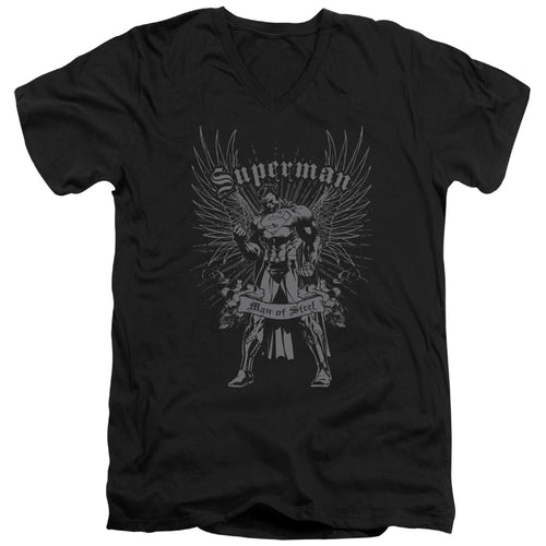 Superman Steel Black V-Neck T-Shirt