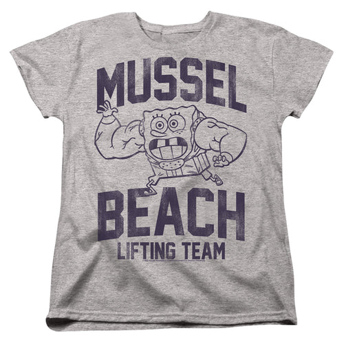Spongebob Squarepants Mussle Beach Lifting Team Womens T-Shirt