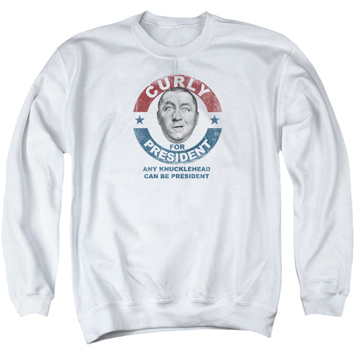 The Three Stooges Curly for President Any Knucklehead White Crewneck Sweatshirt