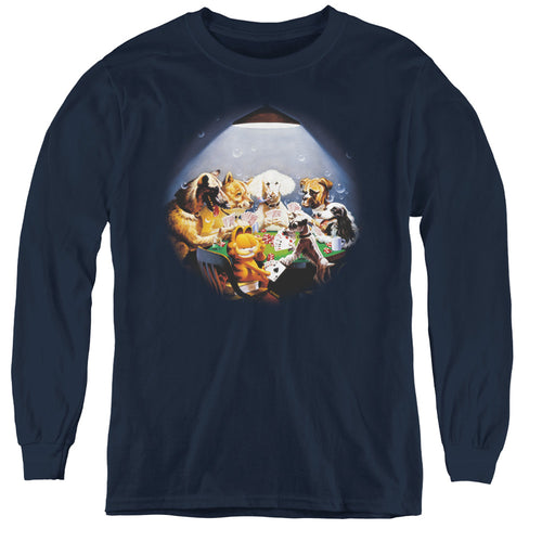 Garfield Playing With The Big Dogs Youth Long Sleeve T-Shirt