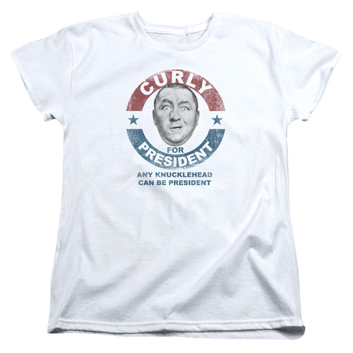 The Three Stooges Curly for President Any Knucklehead White Womens T-Shirt