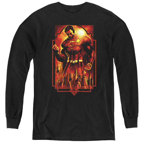 Superman Metropolis Deco Youth Long Sleeve T-Shirt