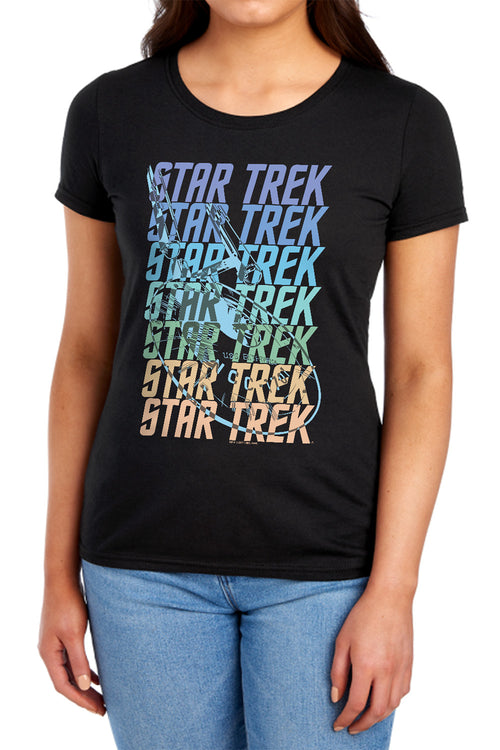 Star Trek Multi Logo Enterprise Womens T-Shirt