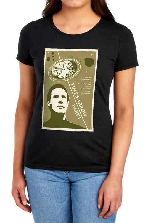 Star Trek Time's Arrow Part I Black Womens T-Shirt