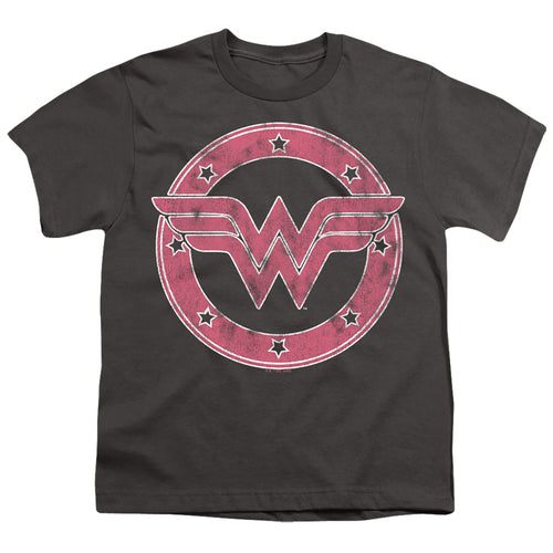 Wonder Woman Distressed Emblem on Charcoal Youth/Toddler T-Shirt