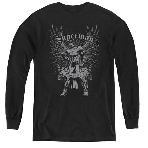 Superman Steel Black Youth Long Sleeve T-Shirt