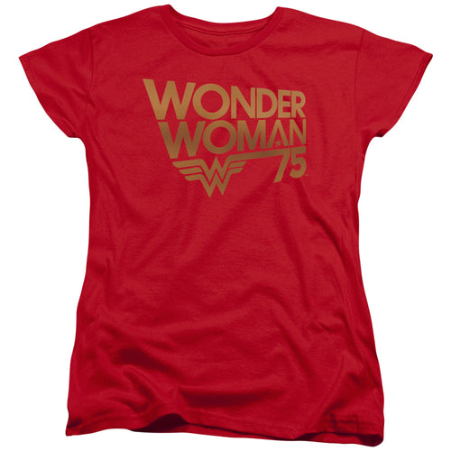 Wonder Woman 75th Anniversary Gold Logo Womens T-Shirt