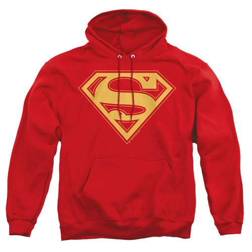 Superman Red & Gold Shield Red Pullover Hoodie
