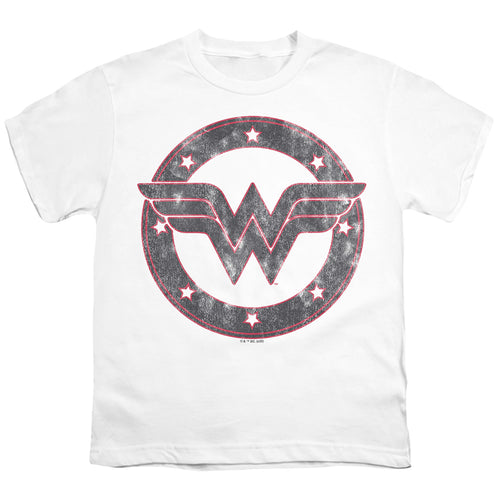 Wonder Woman Distressed Emblem on White Youth/Toddler T-Shirt