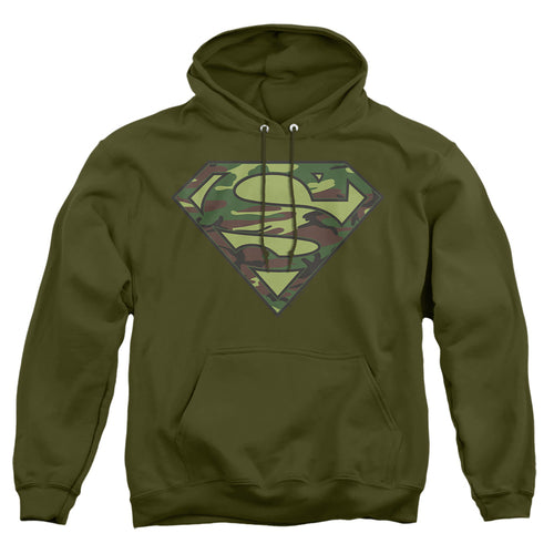 Superman Camo Logo Military Green Pullover Hoodie