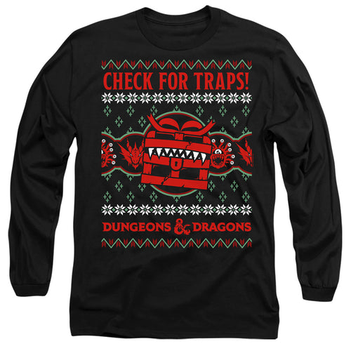 Dungeons & Dragons Check for Traps Ugly Christmas Long Sleeve T-Shirt