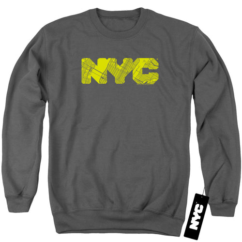 New York City Map Fill Charcoal Crewneck Sweatshirt