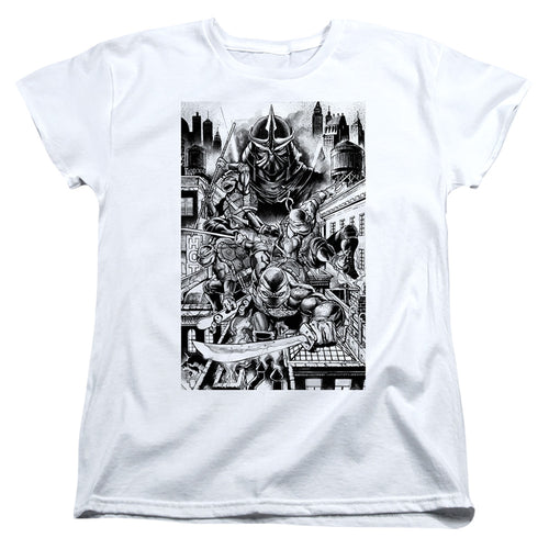 Teenage Mutant Ninja Turtles Take Down Shredder Womens T-Shirt