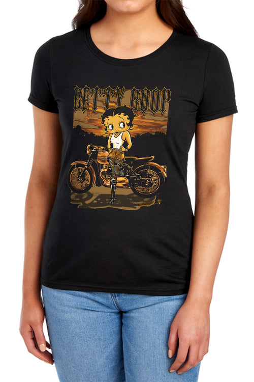 Betty Boop Rebel Rider Womens T-Shirt
