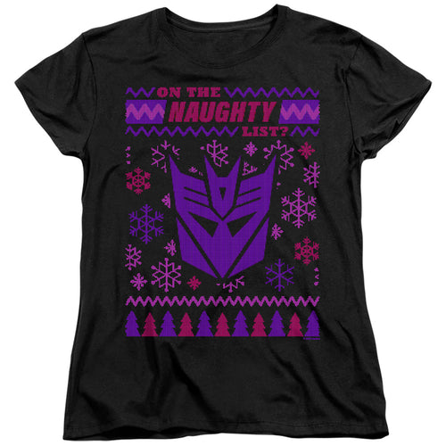 Transformers Decepticon Naughty List Ugly Christmas Womens T-Shirt