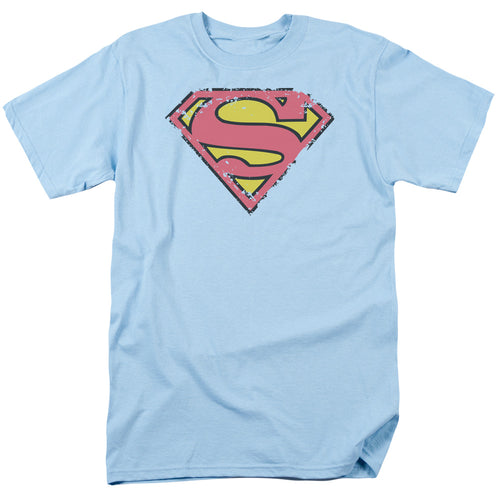Superman Distressed Shield Light Blue T-Shirt