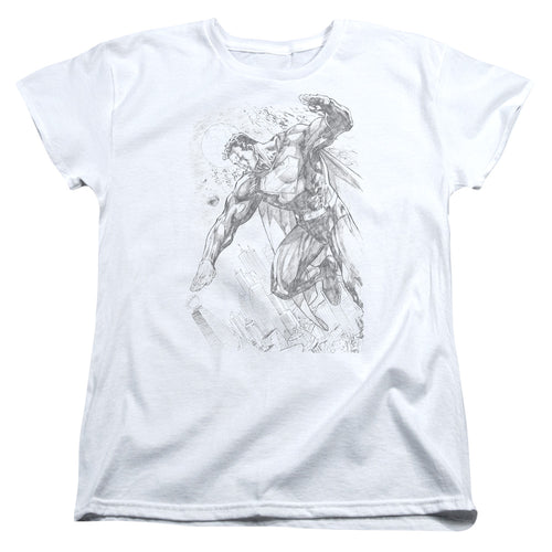 Superman Pencil City to Space Womens T-Shirt
