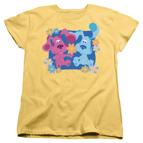 Blue's Clues Magenta And Flowers Womens T-Shirt