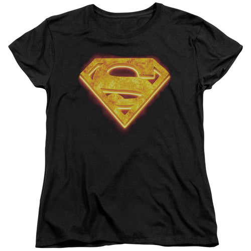 Superman Hot Steel Shield Womens T-Shirt