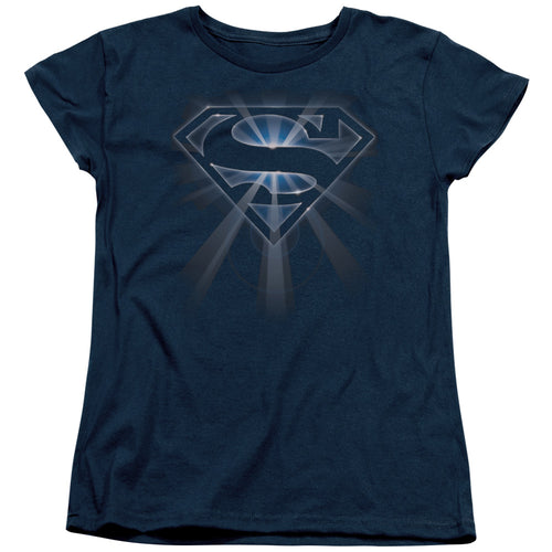 Superman Glowing Shield Womens T-Shirt