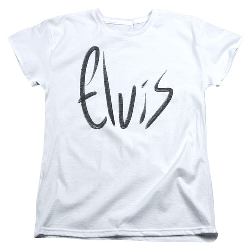Elvis Presley Sketchy Name Womens T-Shirt