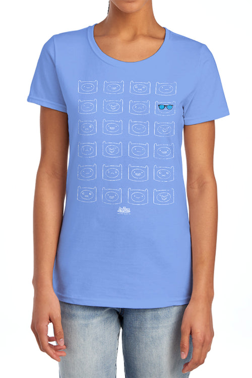 Adventure Time Finn Faces Womens T-Shirt