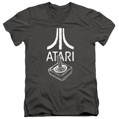 Atari Joystick Logo Charcoal V-Neck T-Shirt