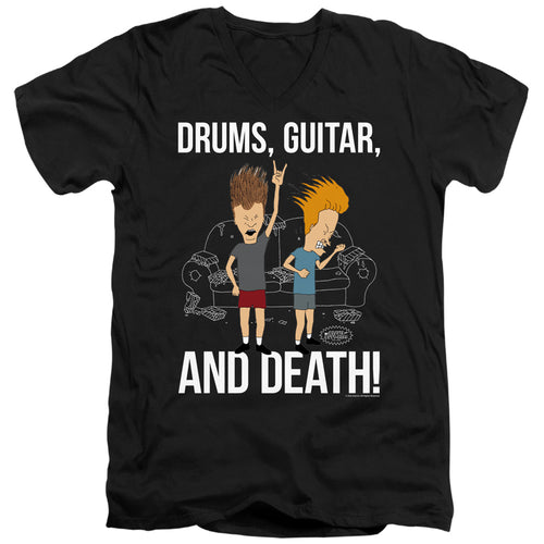 Beavis and Butthead Drums, Guitar, And Death V-Neck T-Shirt