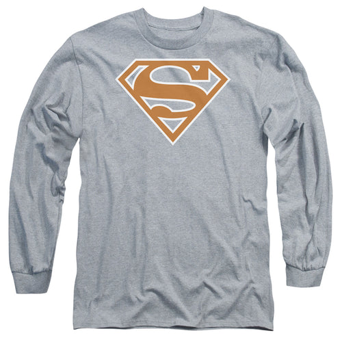 Superman Burnt Orange&white Shield Long Sleeve T-Shirt