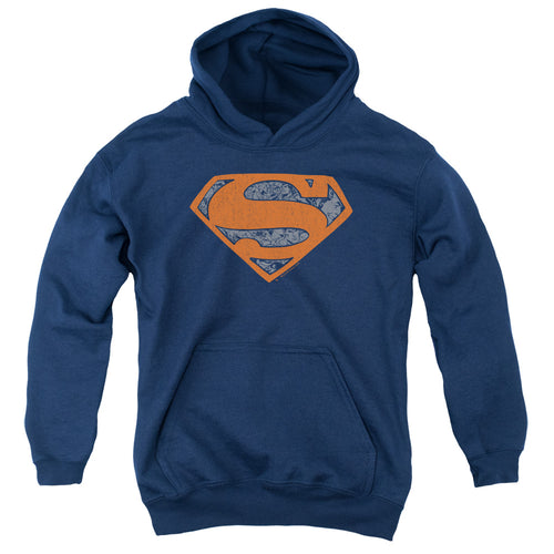 Superman Vintage Shield Collage Navy Youth Hoodie