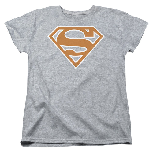 Superman Burnt Orange&white Shield Womens T-Shirt