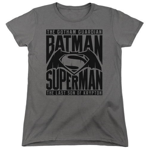 Batman v Superman Title Fight Womens T-Shirt