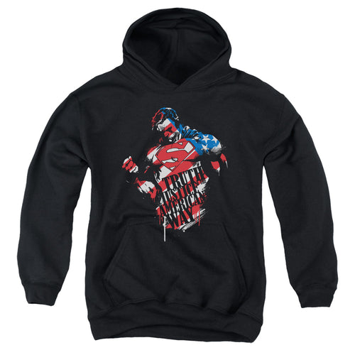 Superman The American Way Text Youth Hoodie