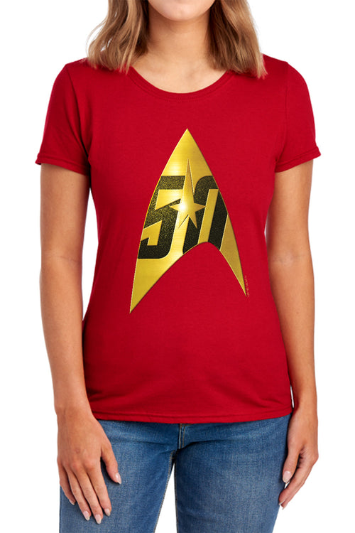 Star Trek 50th Anniversary Delta Red Womens T-Shirt