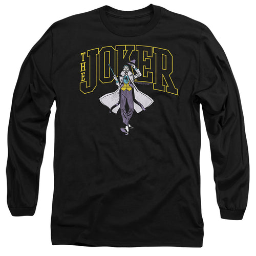 The Batman Joker Varsity on Black Long Sleeve T-Shirt