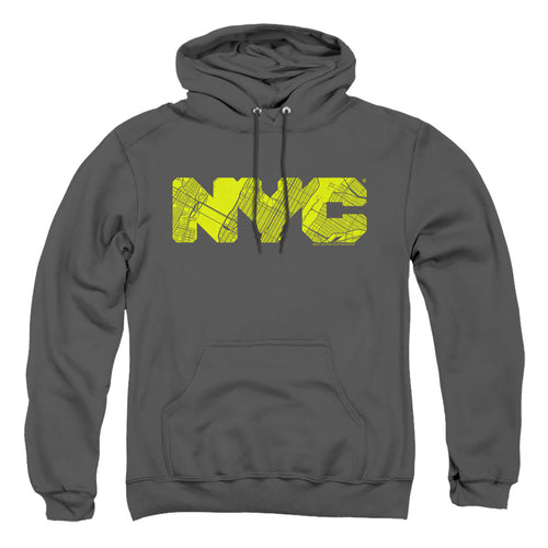 New York City Map Fill Charcoal Pullover Hoodie