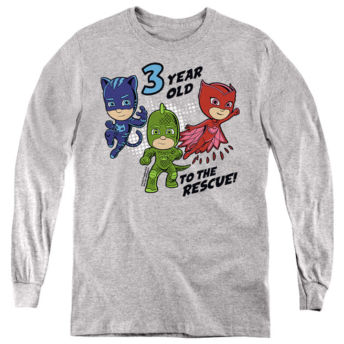 PJ Masks 3 Year Old to the Rescue Birthday Youth Long Sleeve T-Shirt
