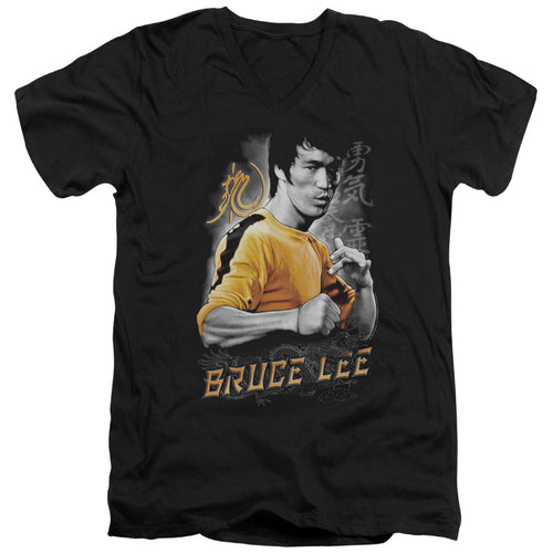 Bruce Lee Yellow Dragon V-Neck T-Shirt
