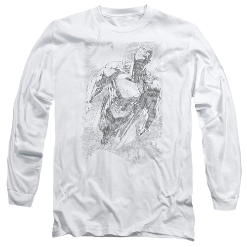 Superman Exploding Space Sketch Long Sleeve T-Shirt