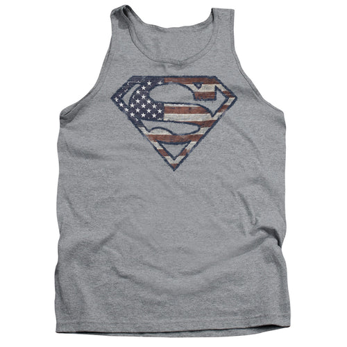 Superman Wartorn Flag Athletic Heather Tank Top