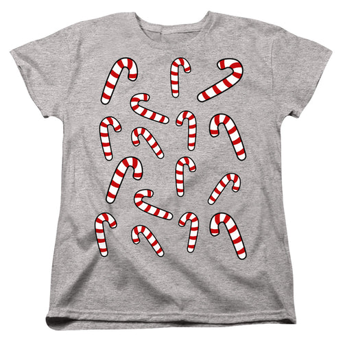 Christmas Candy Cane Crew Athletic Heather Womens T-Shirt