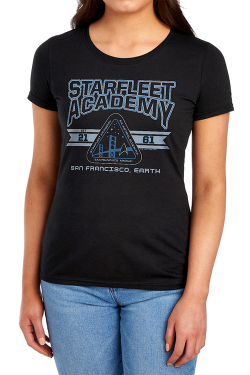 Star Trek Starfleet Academy Earth Black Womens T-Shirt