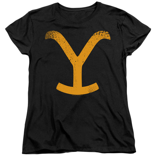 Yellowstone Distressed Large Brand Womens T-Shirt