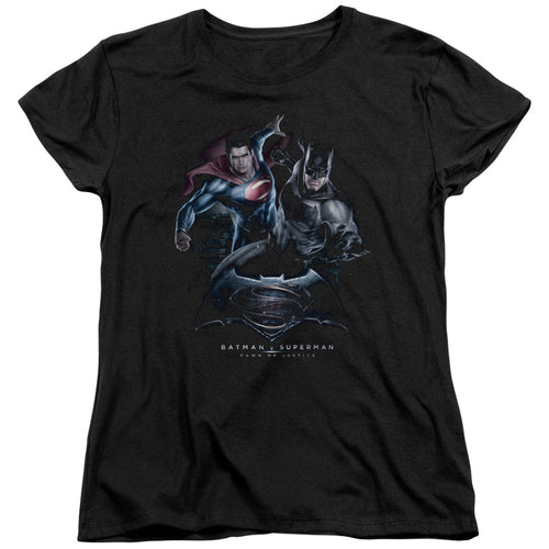 Batman v Superman Team Up Womens T-Shirt