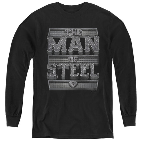 Superman Steel Text Youth Long Sleeve T-Shirt