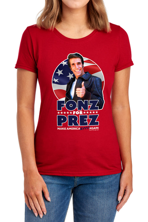 Happy Days Fonz For Prez Womens T-Shirt