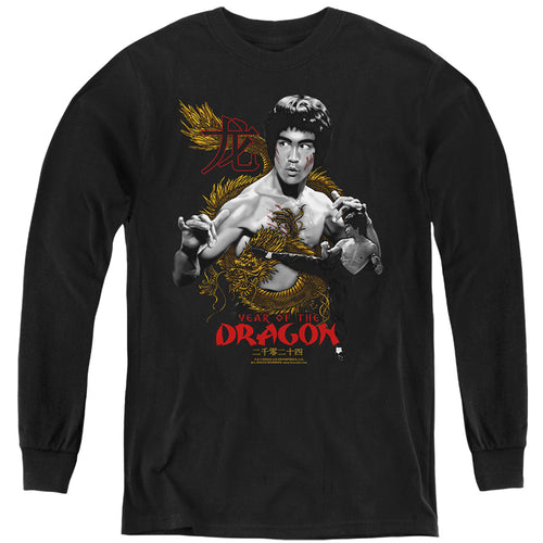 Bruce Lee Golden Year of the Dragon Youth Long Sleeve T-Shirt